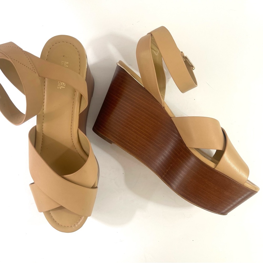 Michael Kors Abbott Wood Wedge Sandals - Picture 6 of 12